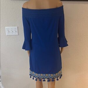 Cabana Life Blue Mini Dress with Ruffled Sleeves